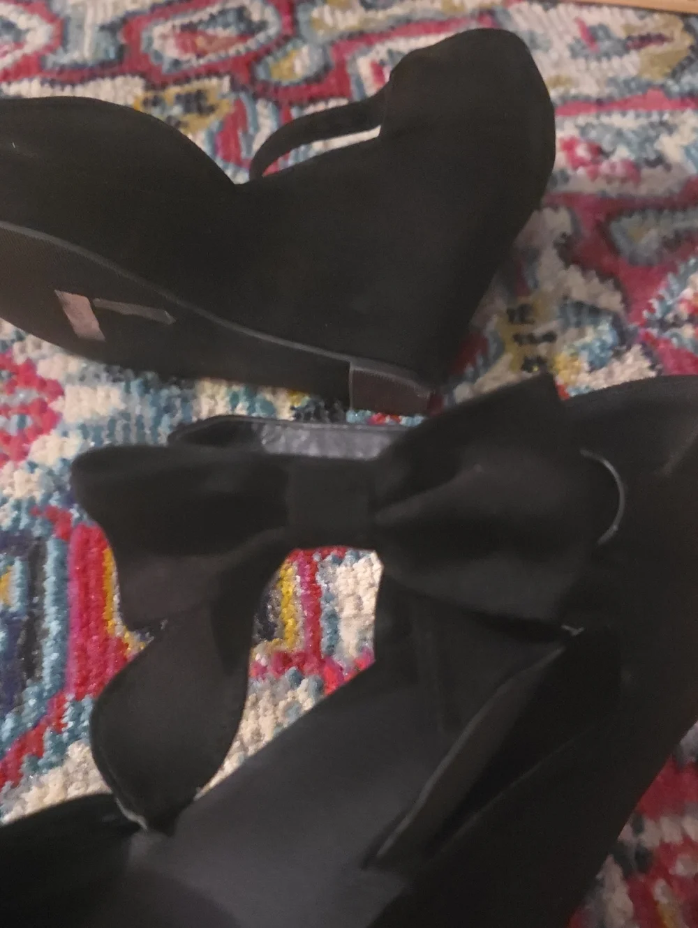 torrid Black Peep-Toe Bow Wedge Sandals